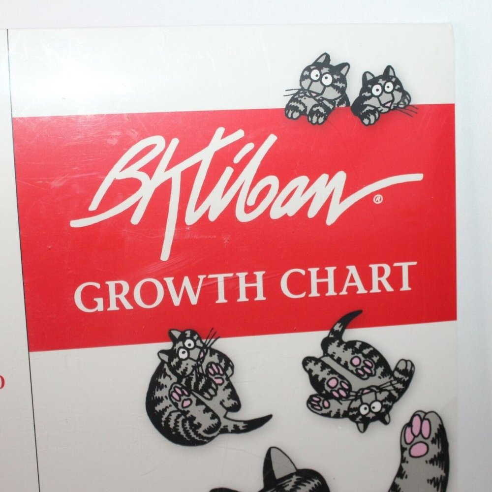 B. Kliban Child Kids Wall Growth Chart White Red Cats Stickers 11" x 48" Sealed - Picture 2 of 9